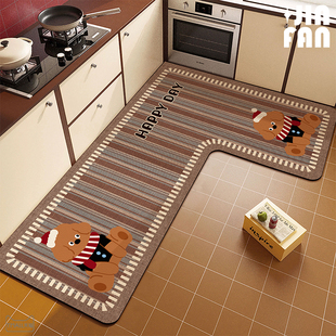 厨房地垫L型硅藻泥吸水垫专用转角防滑脚垫家用可擦免洗长条地毯