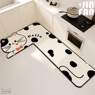 卡通L型厨房吸水防滑地垫厕所门口脚垫子浴室耐脏速干易打理地垫