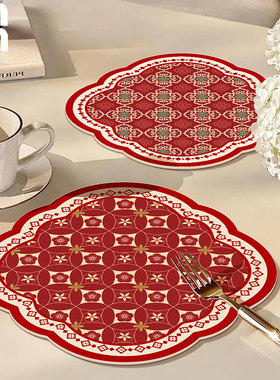 红色杯垫餐垫吸水隔热垫喜庆新中式餐桌垫高级感异形茶杯咖啡杯垫