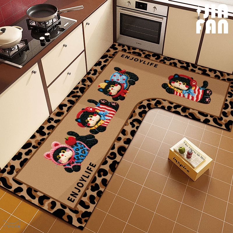 卡通厨房地垫L型硅藻泥吸水垫