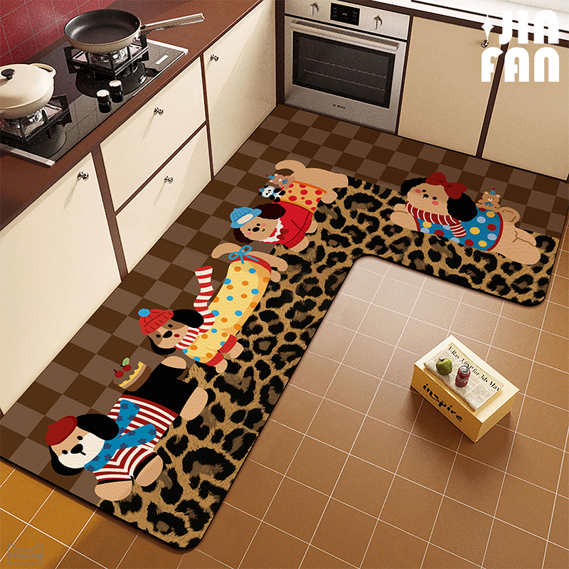 卡通厨房地垫L型硅藻泥吸水垫