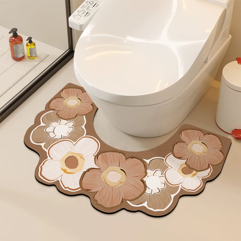 卫生间浴室防溅尿吸水速干地垫厕所马桶u型脚垫软硅藻泥防滑地毯