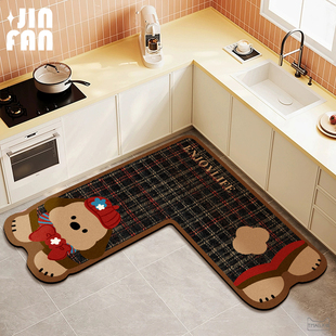 厨房硅藻泥L型吸水地垫转角防滑脚垫浴室厕所门口耐脏可擦免洗垫