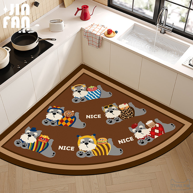 卡通小狗扇形厨房专用地垫防油防滑脚垫子吸水卫生间转角地毯新款,居家布艺,厨房地垫,淘宝优惠券,粉丝福利购,淘宝优惠卷
