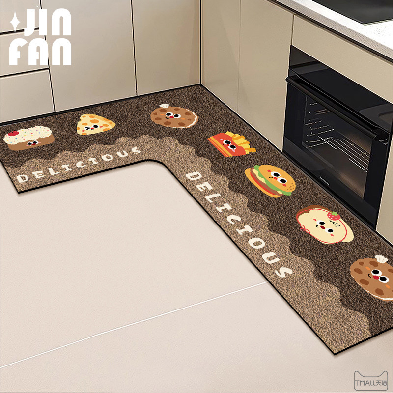 厨房地垫硅藻泥吸水防滑垫家用门口L型拐角长条防油耐脏地毯新款,居家布艺,厨房地垫,淘宝优惠券,粉丝福利购,淘宝优惠卷