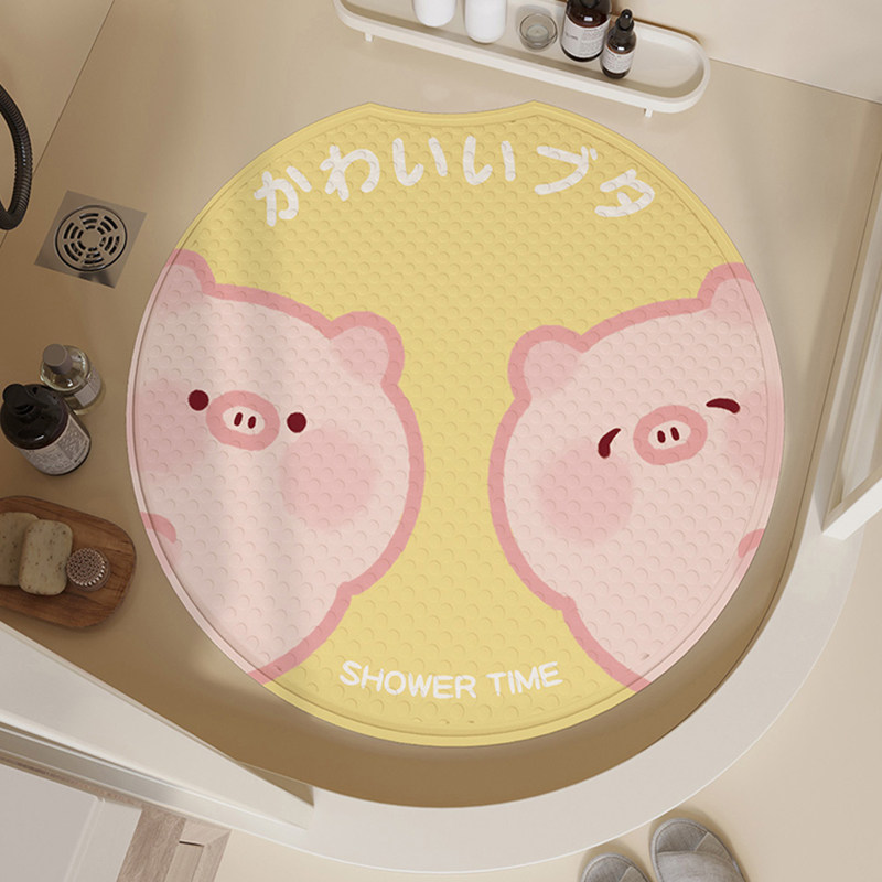 浴室专用防滑地垫圆形淋浴房防摔可爱儿童吸盘地垫淋浴房按摩足垫