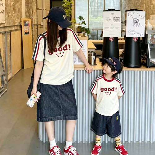 母子亲子装炸街高端短袖t恤夏季新款不一样好看童装上衣夏装衣服