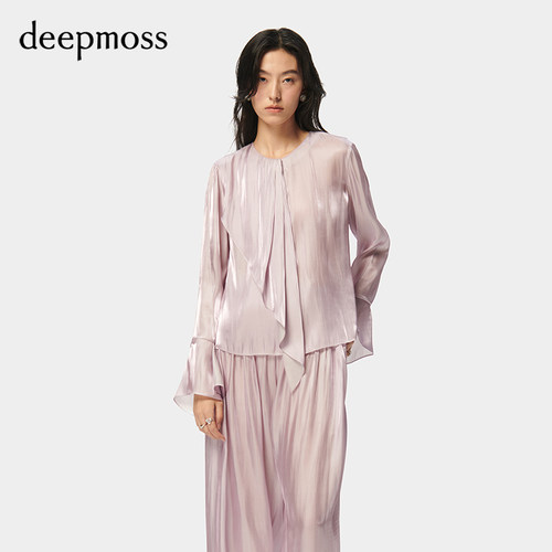 deepmoss水泽不对称飘片上衣衬衫