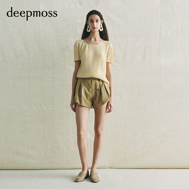 【deepmoss】2026春夏新款海螺回音米黄幽蓝上衣