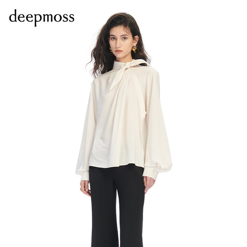 deepmoss丝巾结垂坠古典衬衫时尚