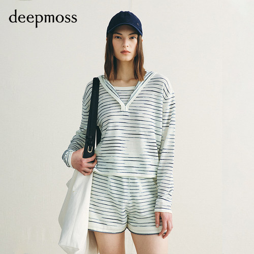 【deepmoss】2026秋冬新款柔软涟漪混色无袖背心 短袖T恤上衣