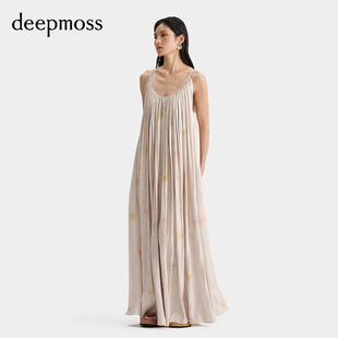 【deepmoss】女淡人裙子玫瑰香气幻影水泽吊带连衣裙
