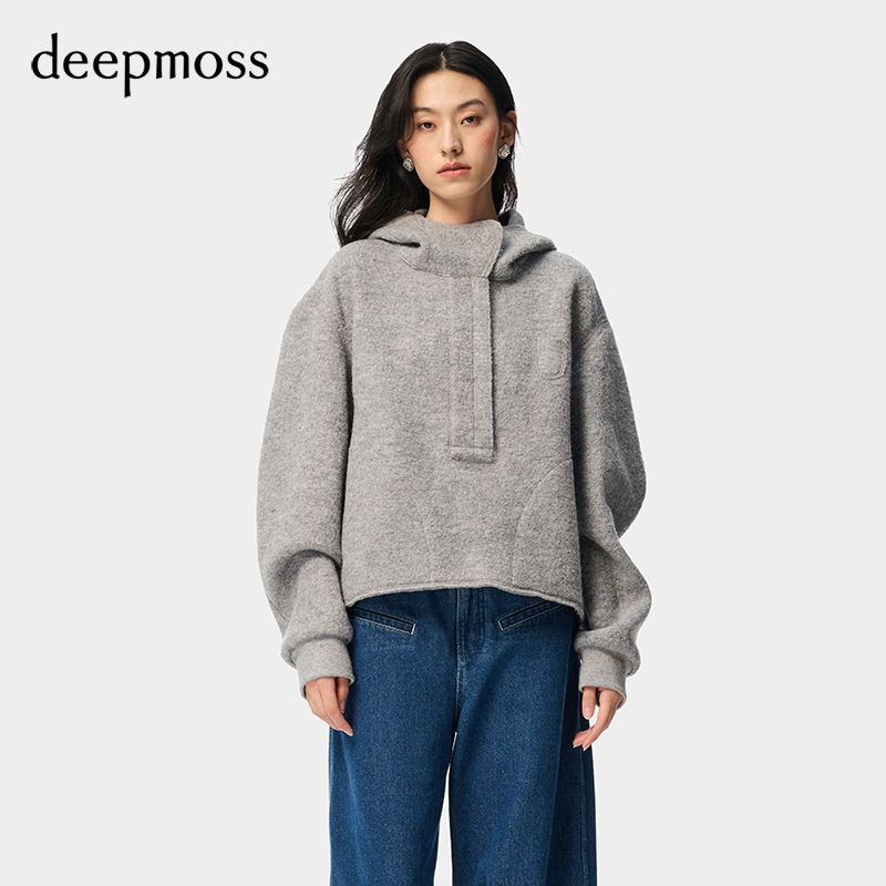 deepmoss拉链连帽套头衫