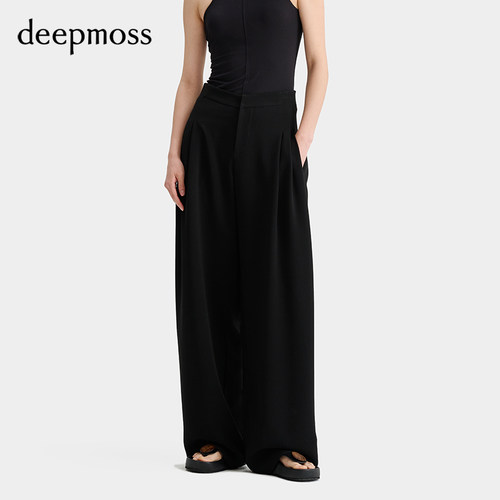 deepmoss雾黑色高腰三醋酸香蕉裤