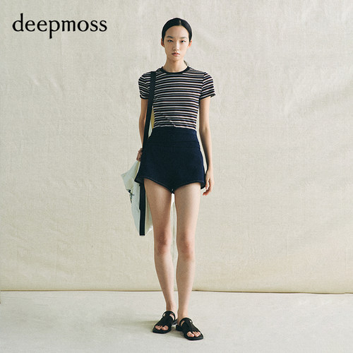【deepmoss】2026春夏新款复古条纹紧身T恤