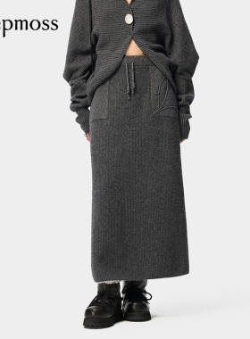 【SALE】【deepmoss】潮流女士时尚休闲气质风帆提花长款半身裙