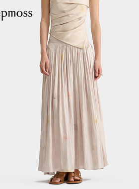 【deepmoss】2025新款女装玫瑰香气幻影水泽打揽高腰长半裙