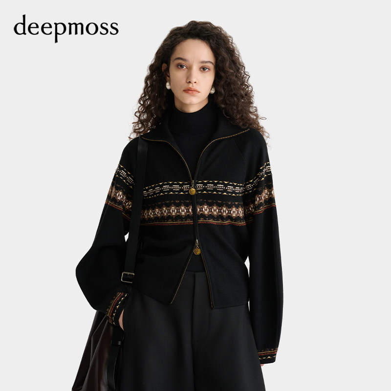 【deepmoss】【博主同款】2025秋冬新款费尔岛羊毛混纺针织外套