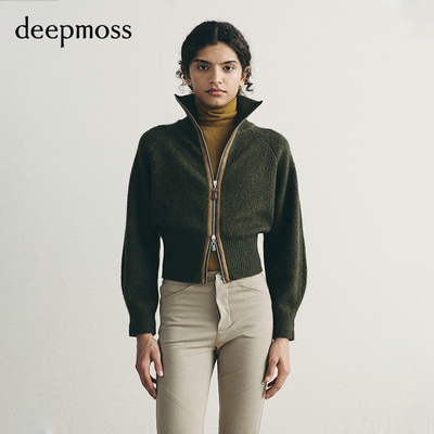 【deepmoss】2026秋冬新款暖岩灰双拉链仿麂皮牦牛绒开衫外套
