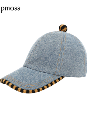 【deepmoss】气质时尚复古潮流女式黑金条纹包边棒球帽鸭舌帽