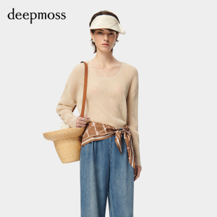 休闲水泽闪葱微透罩衫 时尚 潮流复古优雅女装 针织衫 deepmoss