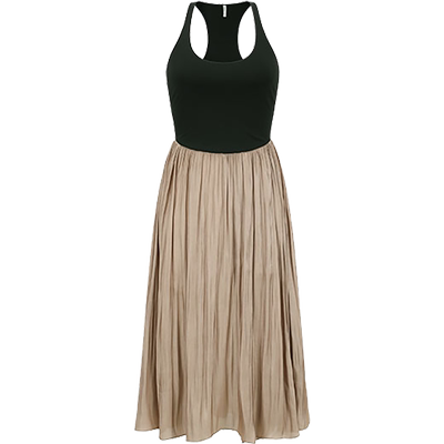 夏季deepmoss水泽拼接吊带连衣裙