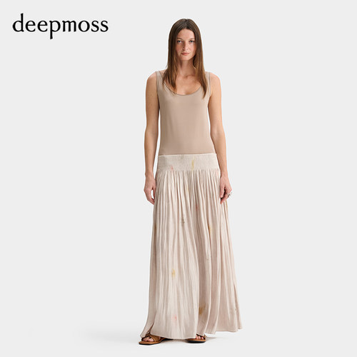 deepmoss水泽拼接无袖连衣裙