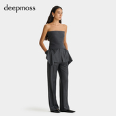 腰头直筒长裤 明星同款 deepmoss 2025秋冬女士层叠衬衫