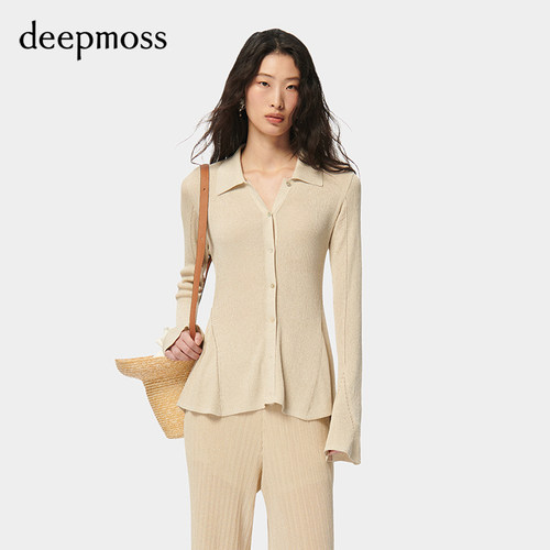 deepmoss闪葱拼接收腰针织衫