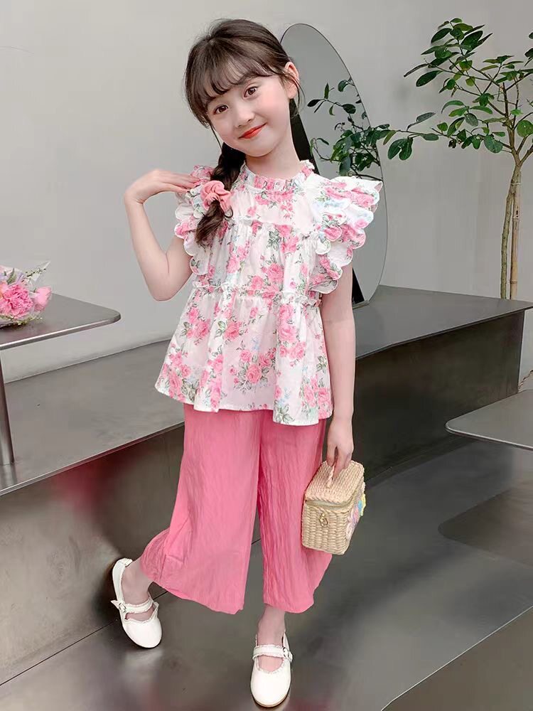 女童夏装套装2026新款洋气儿童夏季网红时髦童装小女孩无袖两件套