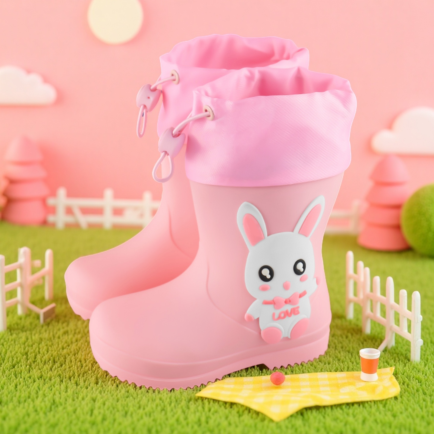 年度新品防滑儿童雨鞋束口加绒