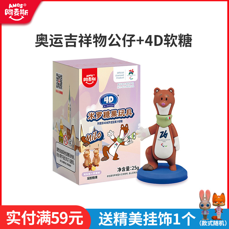 Amos阿麦斯冬残奥会IP联名糖果米罗款糖玩玩具盒造型软糖