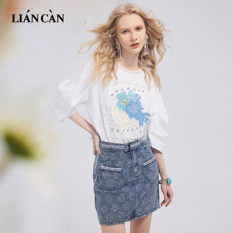 LIANCAN/莲灿短袖法式刺绣