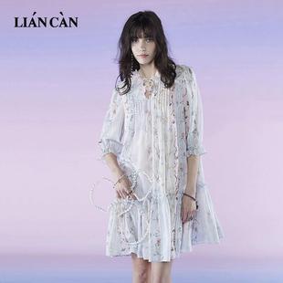 轻奢高级感衬衫 连衣裙印花长袖 裙71VF124005 新款 莲灿2025年夏季