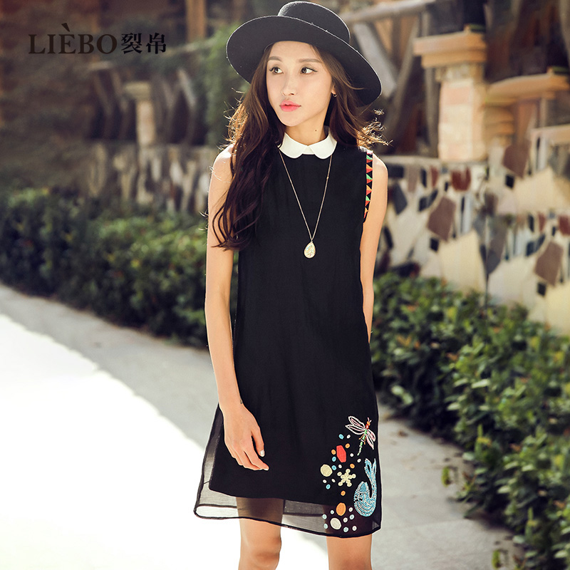 裂帛设计师款复古无袖连衣裙