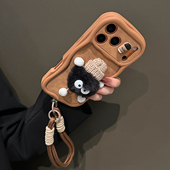 卡巴顿 秋冬天毛绒煤球适用苹果17promax手机壳新款 iphone16pro男女15plus情侣14pro带挂绳13可爱12超好看11