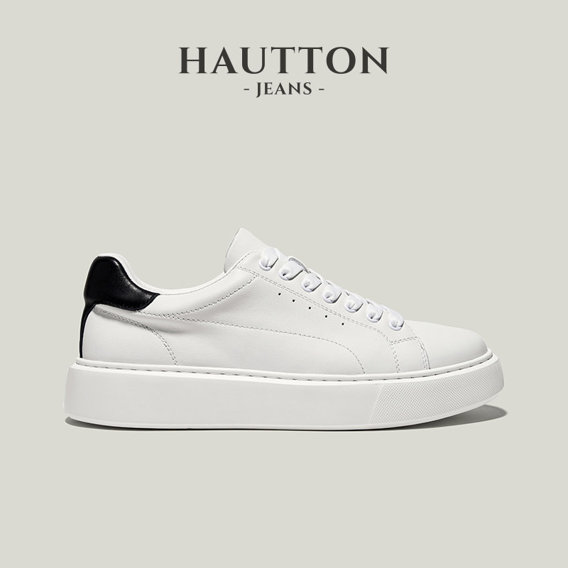 【贾乃亮同款】HauttonJeans厚底小白鞋男款内增高休闲板鞋男皮鞋