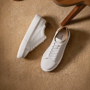 真皮白色板鞋 男款 HauttonJeans厚底小白鞋 男休闲鞋 贾乃亮同款