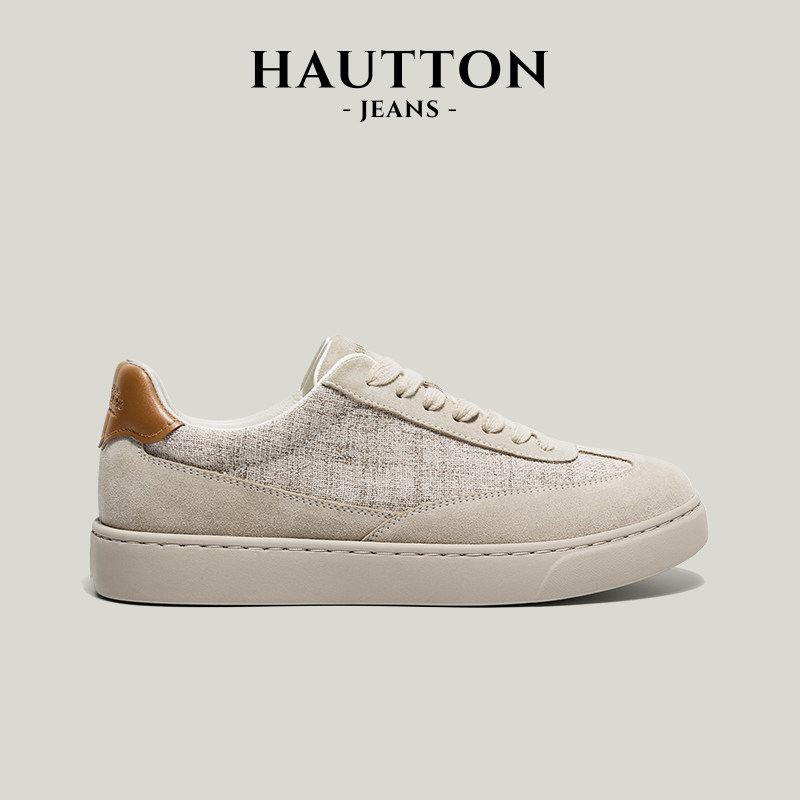 【法国亚麻】HauttonJeans德训鞋男2026秋季新款老钱风男鞋休闲鞋