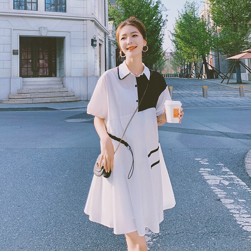 孕妇装宽松白色连衣裙夏天短袖不显怀时尚洋气孕妇裙2023夏款新款