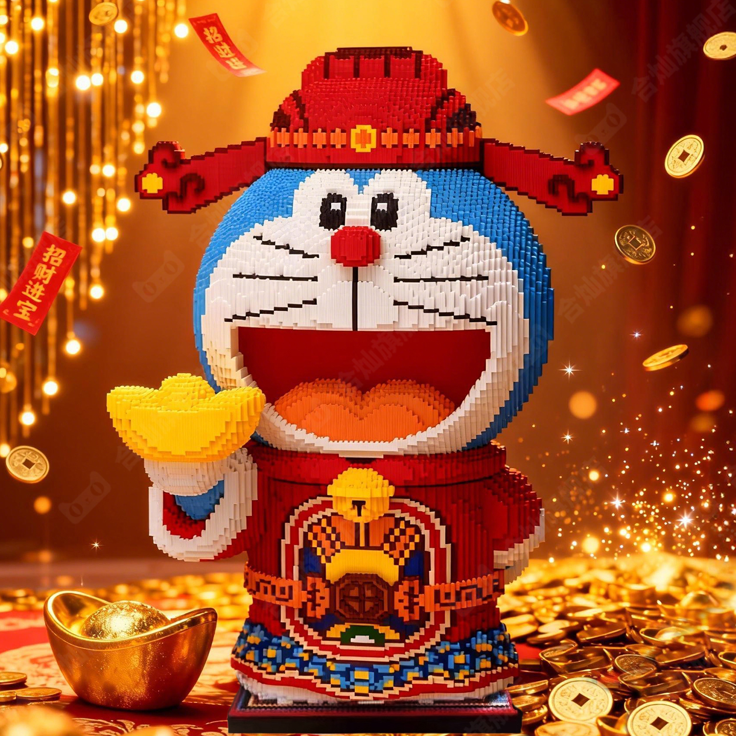 【超大机器猫】新年招财积木礼物