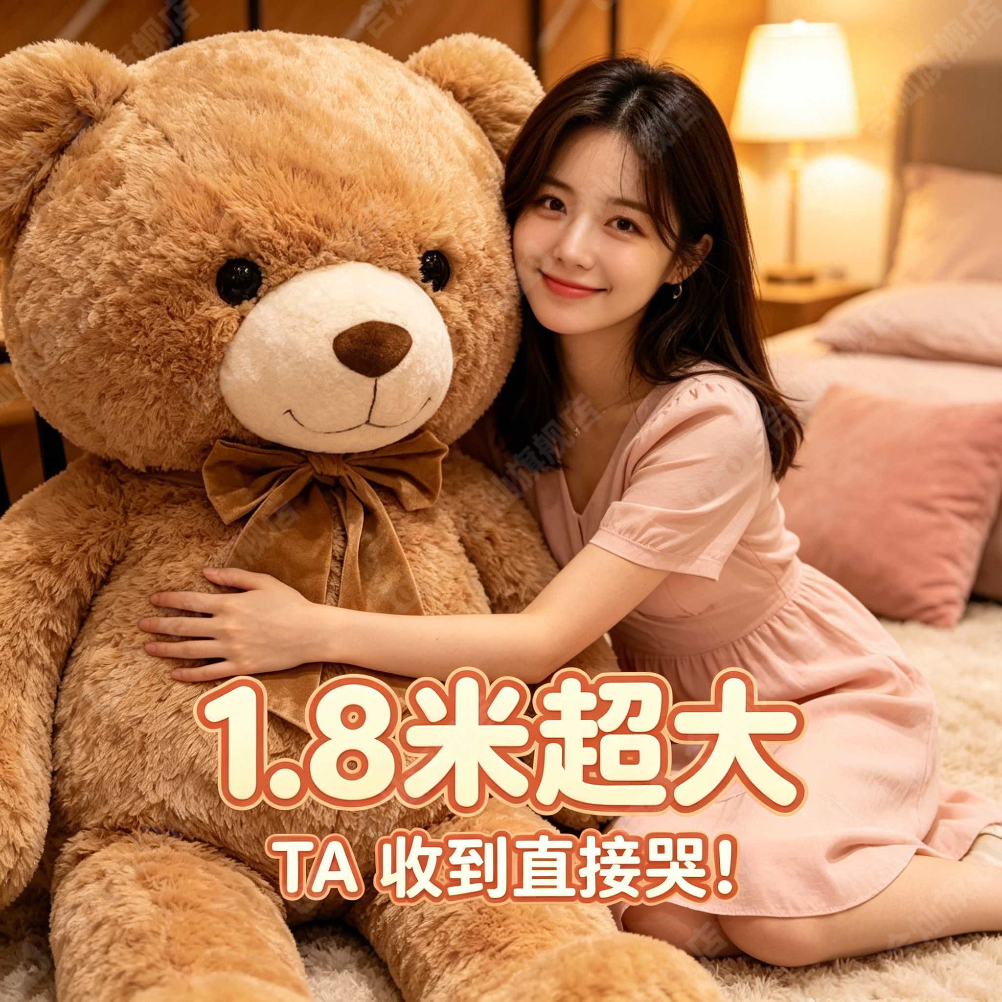 大熊玩偶丝绒蝴蝶结泰迪熊毛绒玩具商场大号公仔婚礼生日大号娃娃