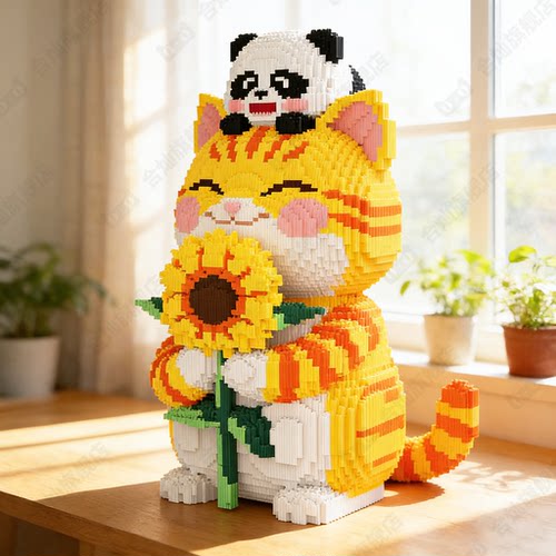 【超大招财猫】积木玩具招财礼物