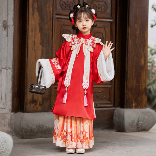 儿童拜年服女童汉服冬款女