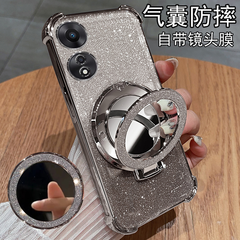 适用oppoA58手机壳oppo保护A58x硅胶套5G镜头全包opa气囊防摔oppa透明软opopa带镜子x5g女585g新款0pp0opoo高