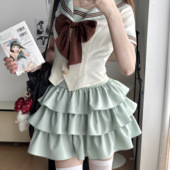 日系学院风校供制服百褶裙 御茶家小巧莓 夏日JK收腰水手服套装