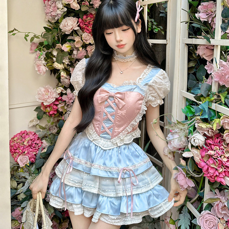 【全套领100元券】御茶家 夏日冰莓 少女甜妹公主裙芭蕾风蛋糕裙