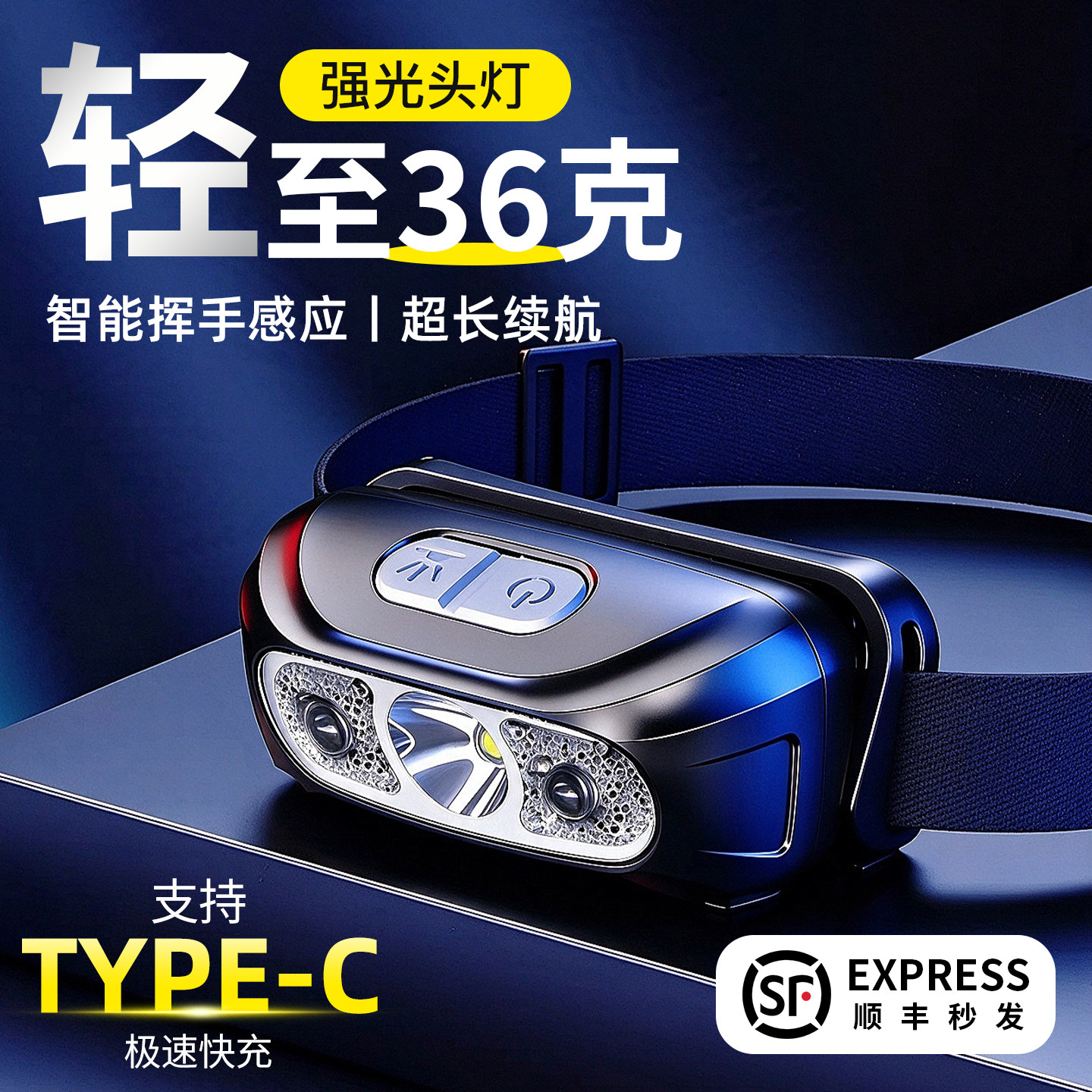夜钓头灯超长续航钓鱼专用感应2026新款强光超亮户外头戴式照明灯