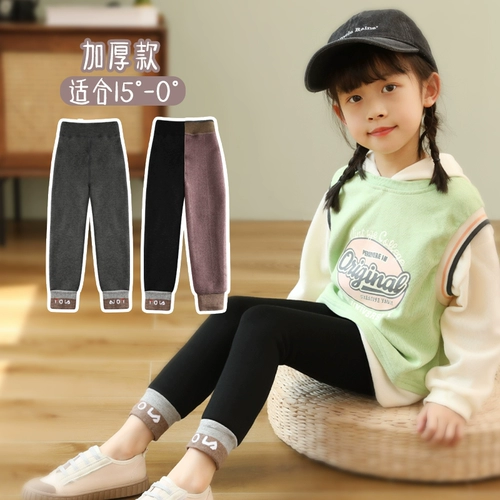 Утепленные леггинсы, черные приталенные детские штаны для девочек, в западном стиле, высокая талия