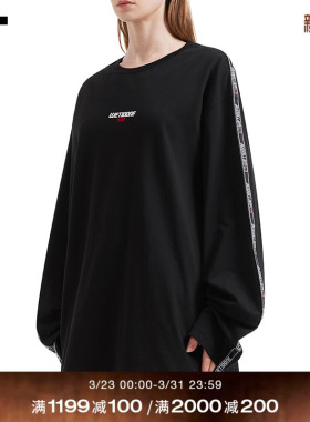 IT We11Done女装中长款廓形长袖T恤新款慵懒街头风宽松圆领上衣